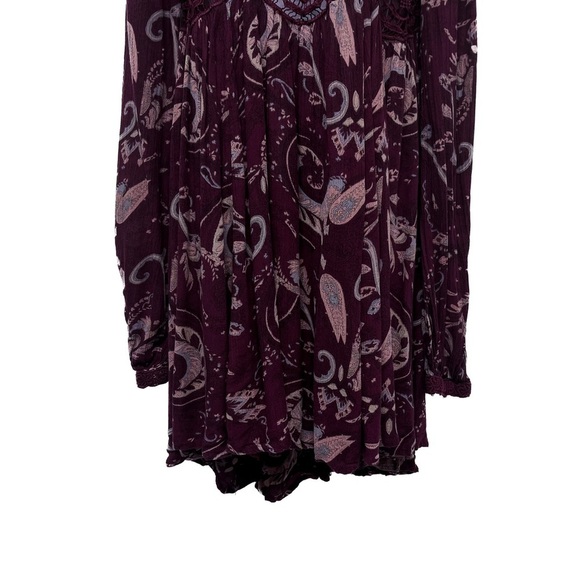 Free People Sweet Thing Paisley Print Tunic Top Swing Dress Lace Small - Picture 6 of 9